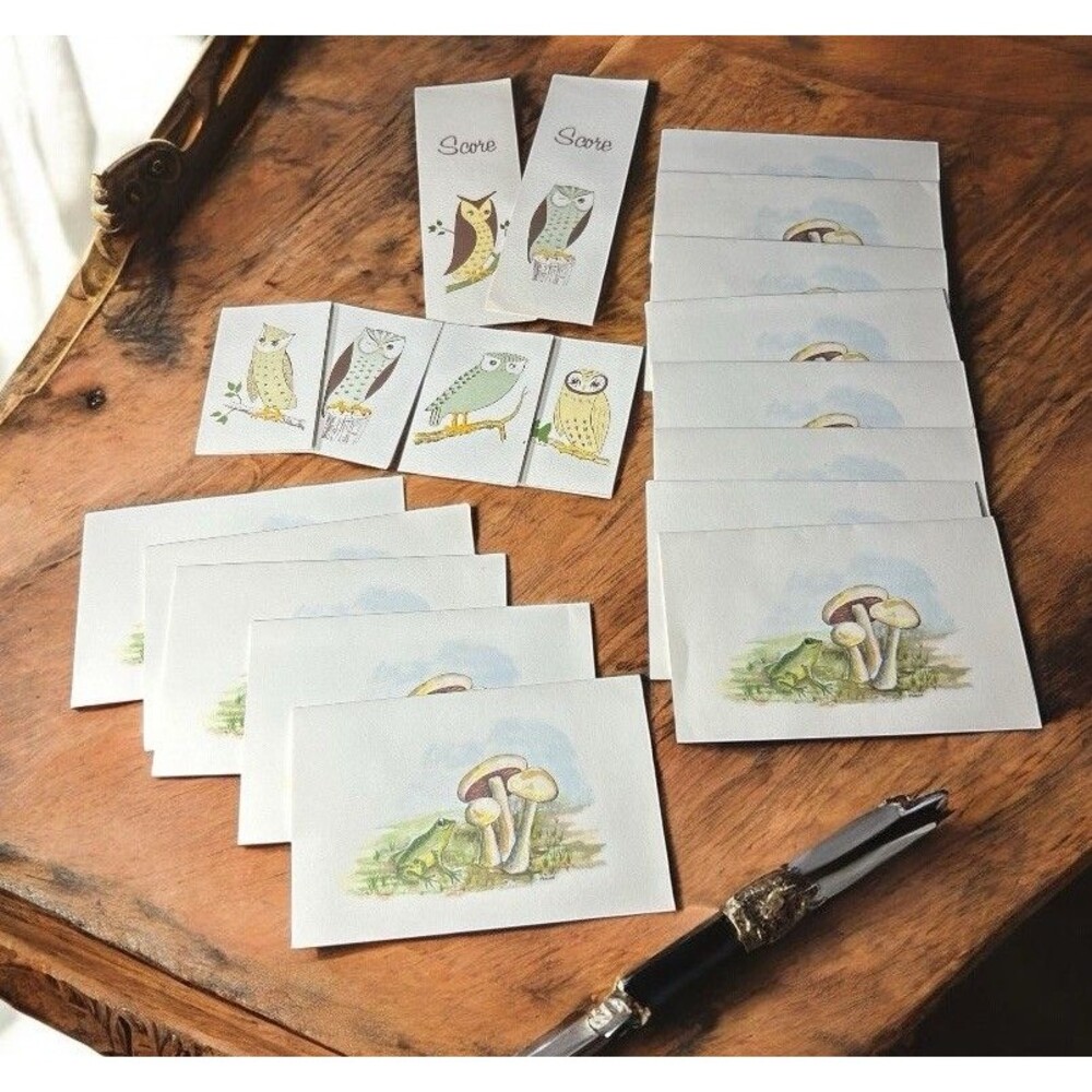 Notecards Misc Lot (19) Crafts Scrapbooking Vtg ephemera Cards Mushroom Frog Owl